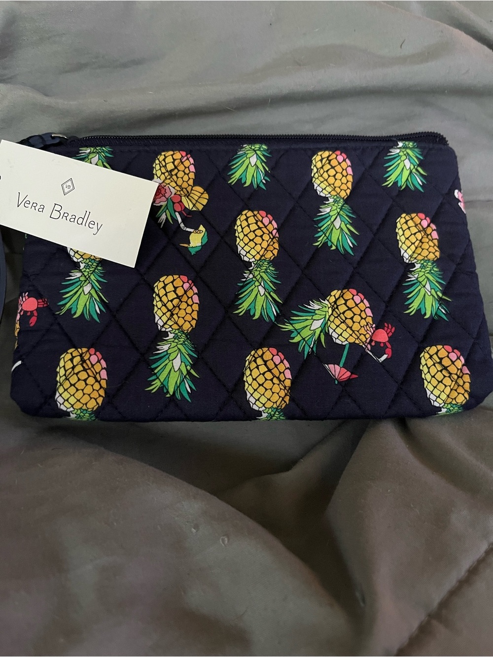 Vera Bradley Quilted Pineapple  Escapade Wristlet - Navy